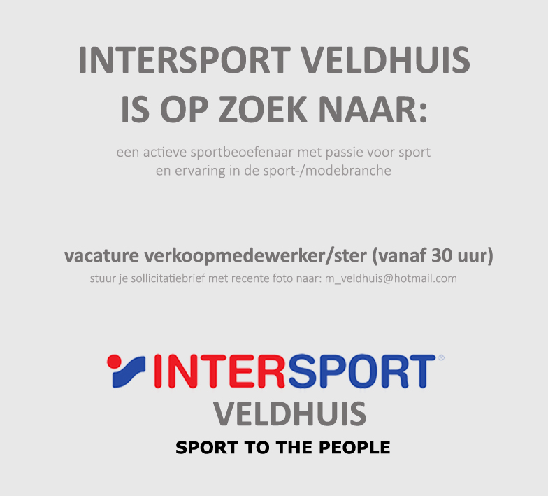 Intersport Veldhuis is op zoek naar een verkoopmedewerker