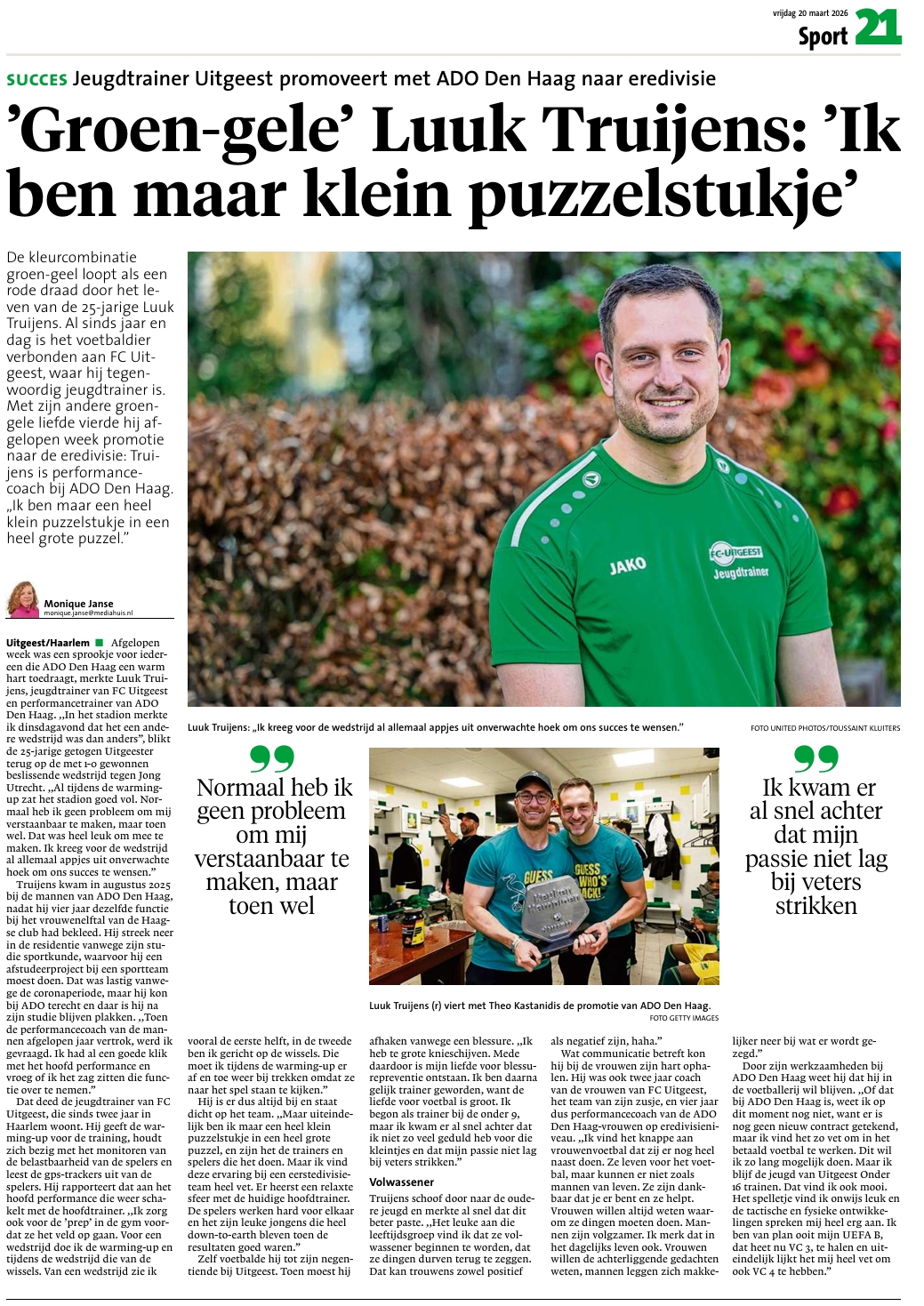 Dagblad Kennemerland: Interview met Luuk Truijens