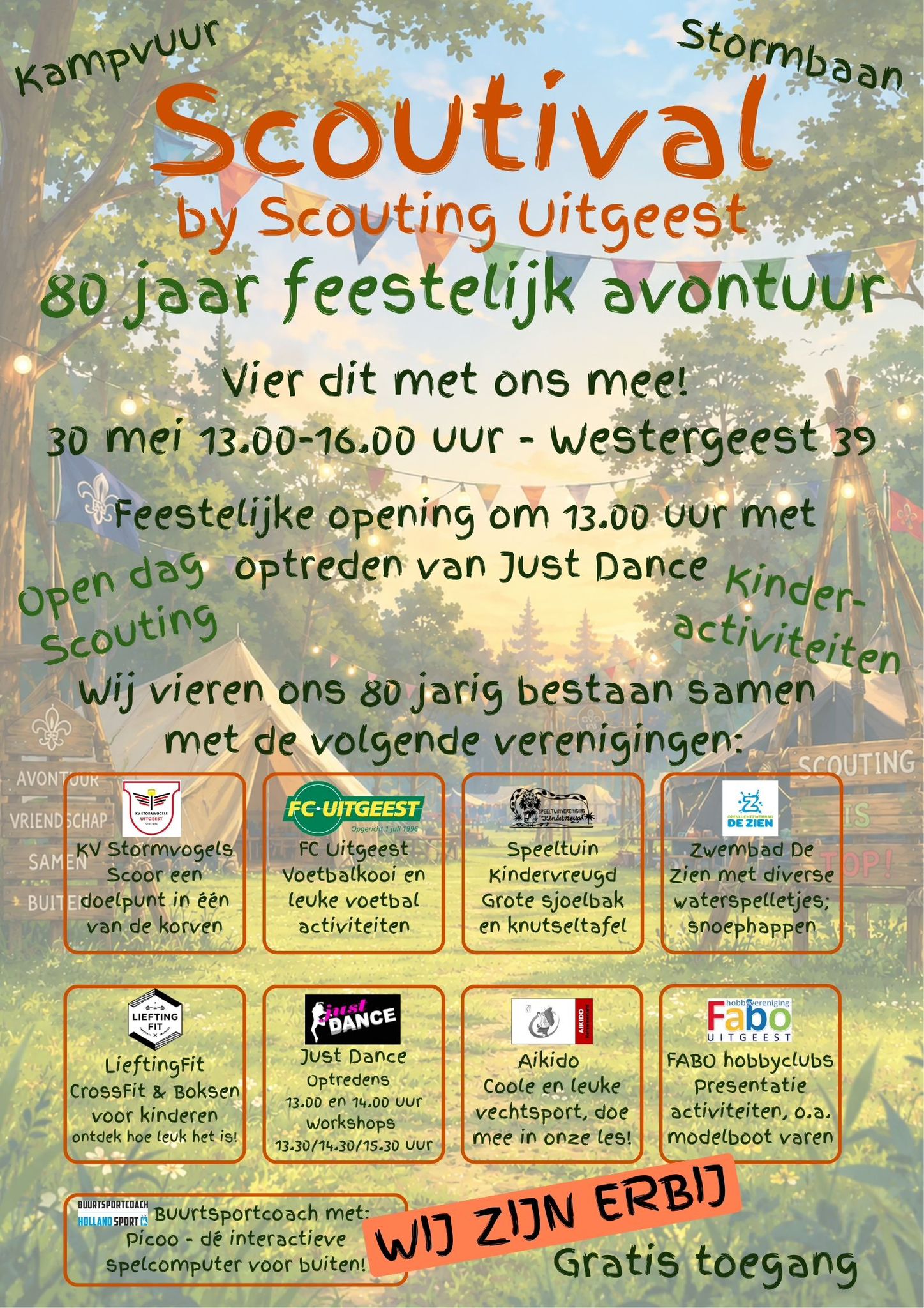 Scouting Uitgeest viert op zaterdag 30 mei 80 jarig bestaan met jubileumfeest