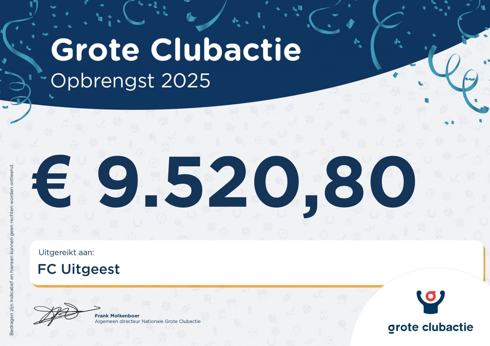 Grote Clubactie 2025 – topopbrengst voor FC Uitgeest